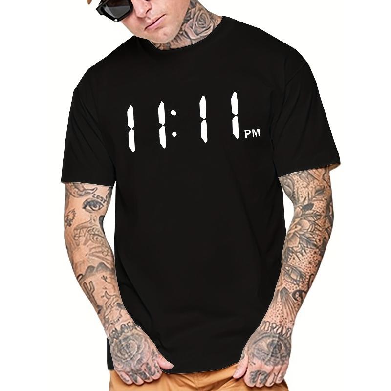 

European size Men s Casual Loose-Fit Fashionable Printed Crew Neck Short-Sleeve Trendy T-Shirt for Summer Stylish Regular Fit Tees for Men 4XL чорний