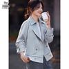 Women's Double-Breasted Lapel Short Trench Coat T51D036