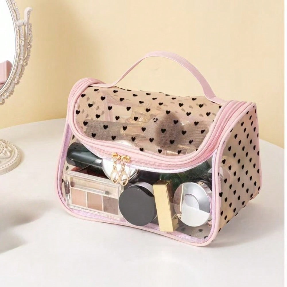 New transparent mesh makeup bag, travel waterproof toiletry bag, large capacity INS style storage bag, hand-to-carry