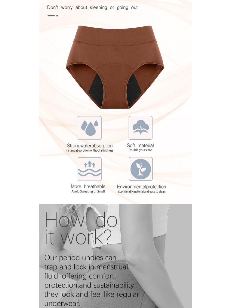 European Size Leak-proof High-waist Period Underwear - Breathable Mesh, Absorbent, Front and Back Protection