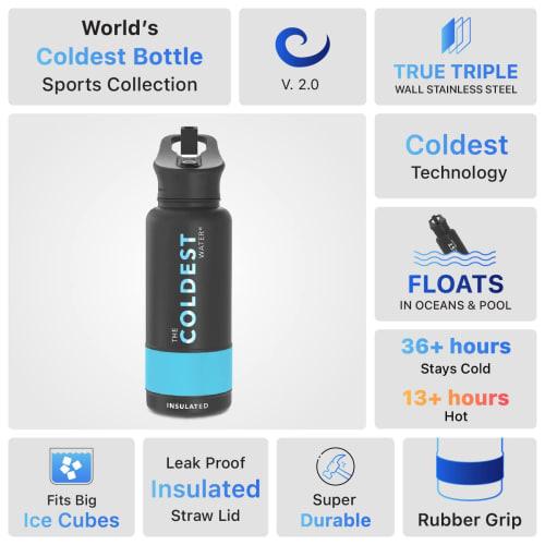 The Coldest Water Sports Bottle: Keeps Ice Melt for 36 Hours. Vacuum-insulated, 13-hour water bottle with a straw. Perfect for all seasons.