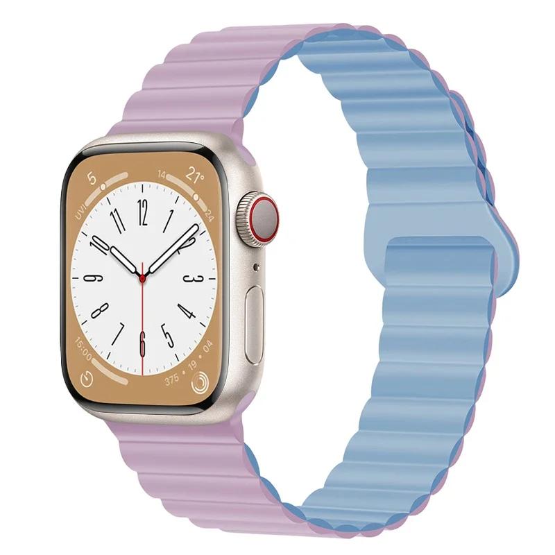 Magnetic Loop For Apple Watch Band 44mm Ultra 49mm 40mm 45-41mm Silicone Bracelet iWatch 10 9 8 7 6 5 SE For Correa Apple Watch
