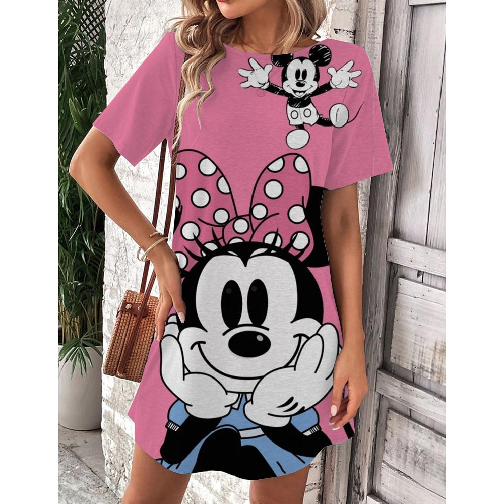 Vestito da Donna Scollo O Manica Corta Sexy Stampa Disney Topolino