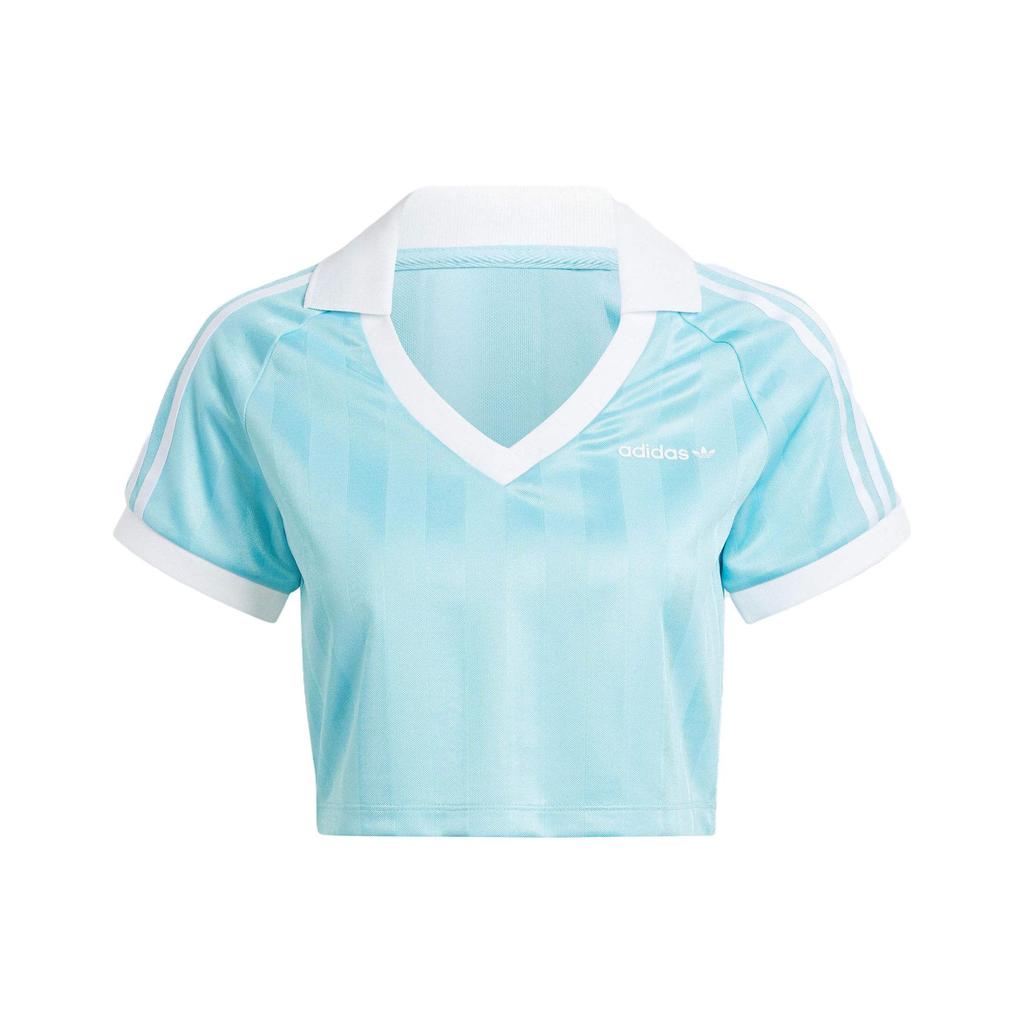 Adidas Originals Clover Logo Print Casual Short Sleeve T-Shirt Women Tops Light-Blue IR9779