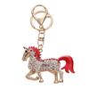 Keychain Pendant Chinese Style Rhinestones Inlaid 3D Chinese Zodiac Horse Design Key Chain Metal Charm Bags Keyring