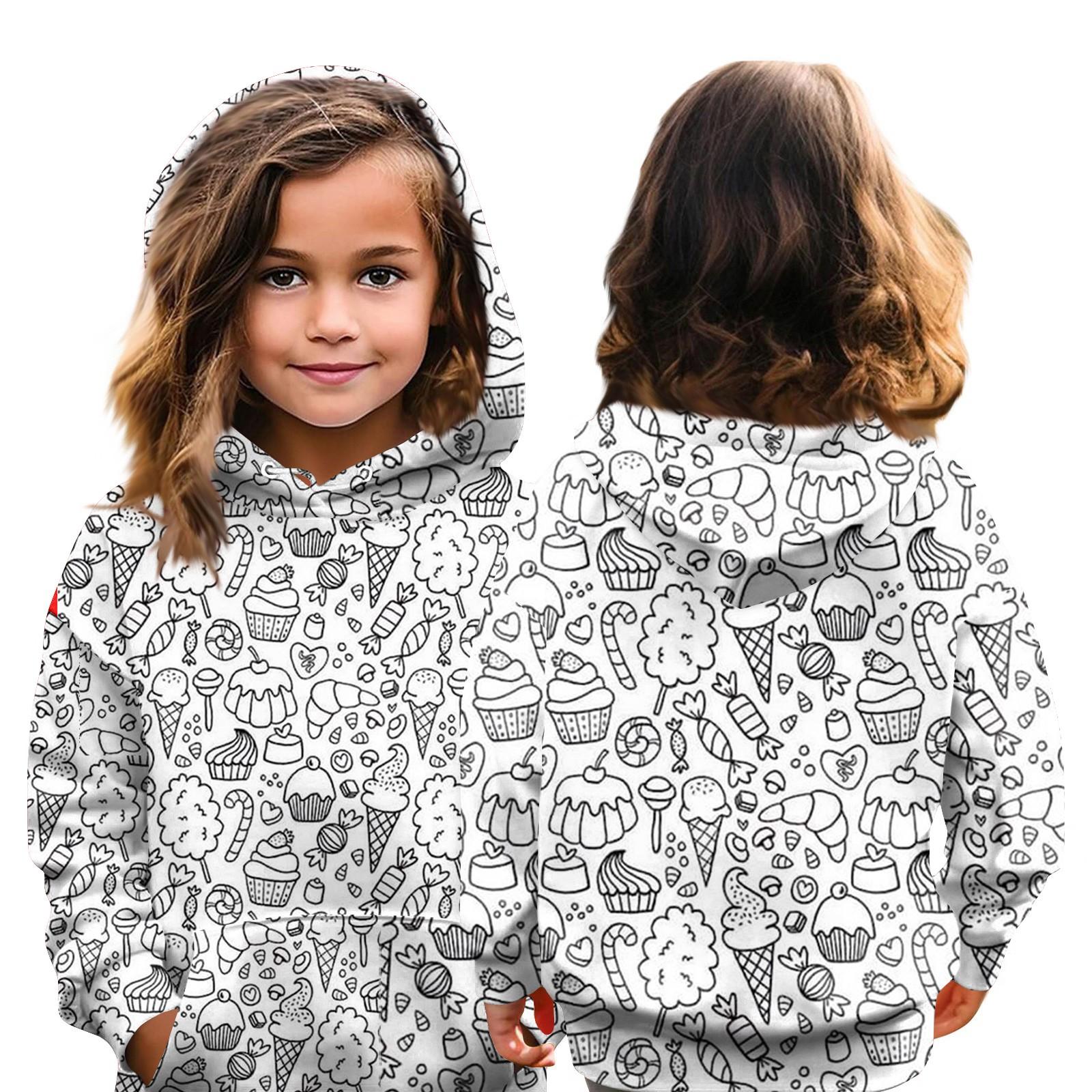 Толстовки своими руками свободные рождественские принты спортивная рубашка с капюшоном модная спортивная рубашка 110 чёрный 1529₽