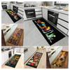 Kitchen Theme Food Pattern Long Runner Mat Anti Slip Oil Proof Waterproof Soft Durable Home Decoration Carpet for Cooking Area