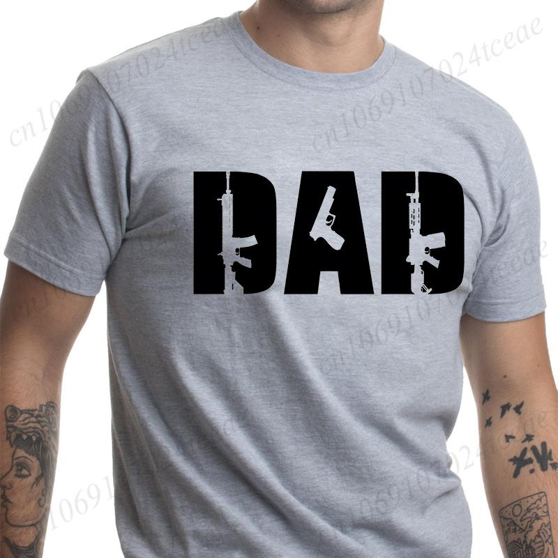 Dad Guns T-Shirt for Men Short Sleeve Tes Father's Day Gift Gun Lover Graphic Tops Harajuku Streetwear Oversized Male Clothing