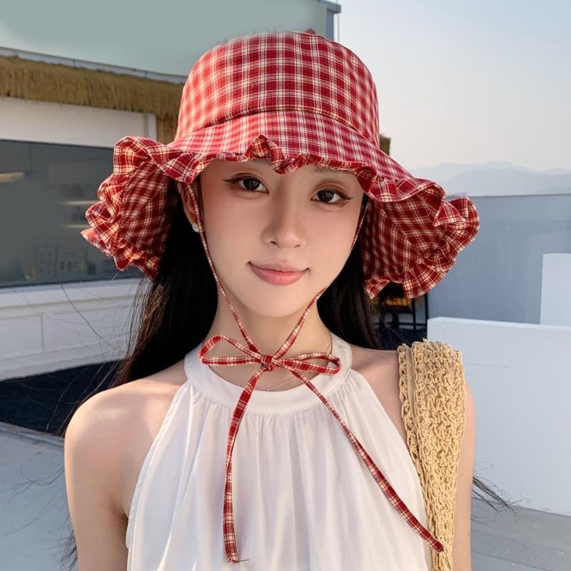 Stylish Unisex Wide Brims Sun Hat With Classical Checkered Pattern Fisherman Hat For Outdoor Activity And Daily Wear