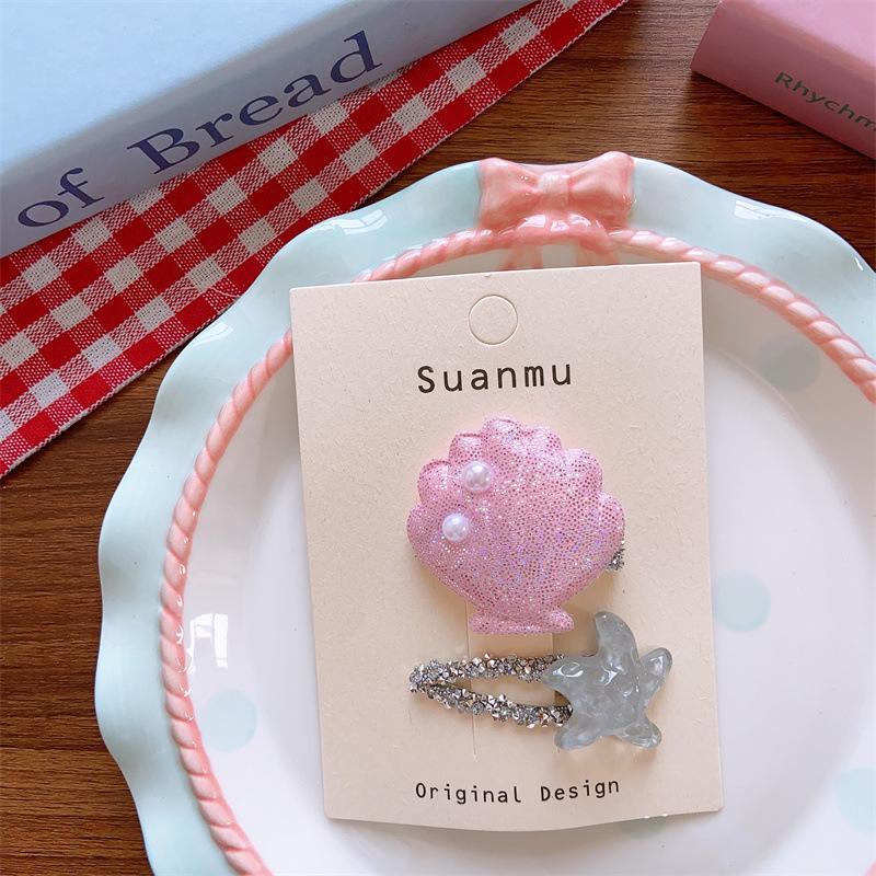 2 Stück/Set Seestern Muschel Kinder Haarspangen Kinder Pony BB-Klammern Sommer Süße Mädchen Haarnadeln Spangen Kopfschmuck Haarschmuck