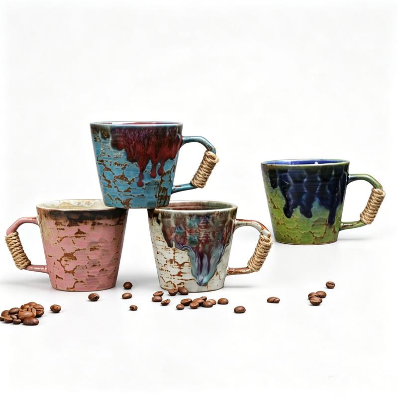 Kiln Ceramic Cup Hemp Rope Handle Mug Creative Water Cup Household High Value Coffee