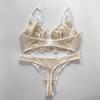 French Lace Push-Up Bra Set with Lily Embroidery & Mesh
