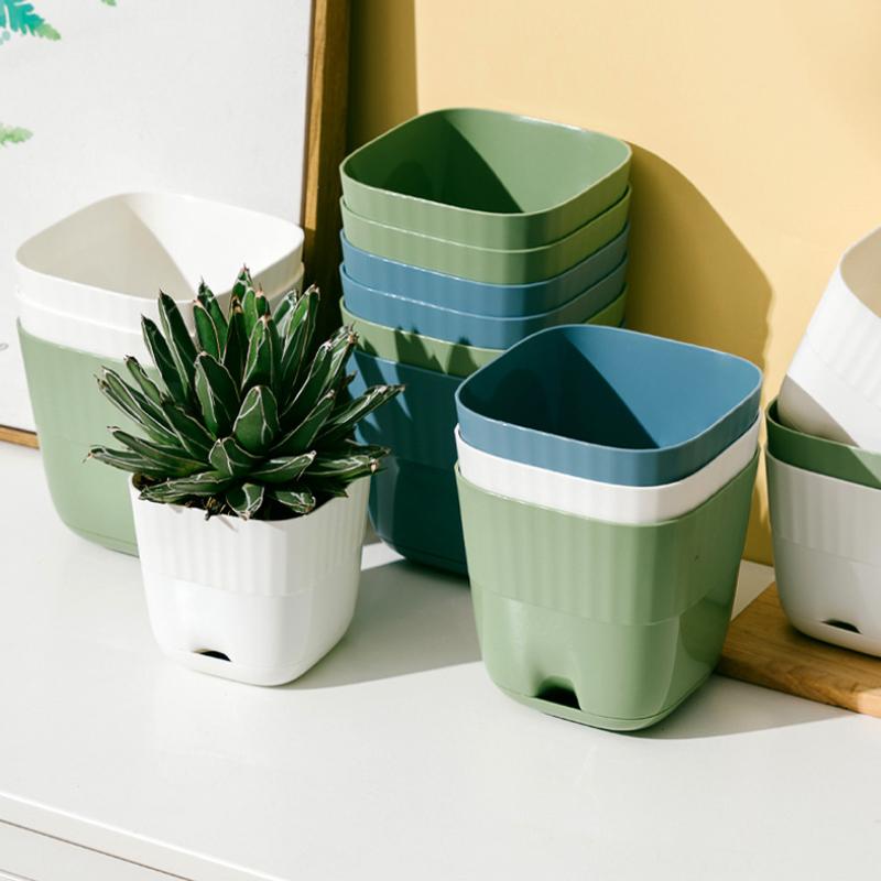 Blumentopf aus Kunststoff, groß, fleischig, kleiner Blumentopf, weiß, neuer Keramik-Imitat, Grünpflanzentopf