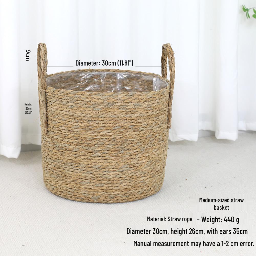 Juran Nordic Rattan Woven Flower Basket: Large Decorative Floor Pot for Fiddle-leaf Fig and Green Plants.