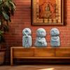 3pcs Japanese Monk Statue Praying Zen Sandstone Mini Baby Buddha Idol Figurine for Wealth Good Luck Bosatsu Feng Shui Home Décor