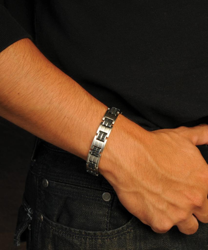 Sabona London 353 Executive Rubber Stainless Steel Magnet Bracelet