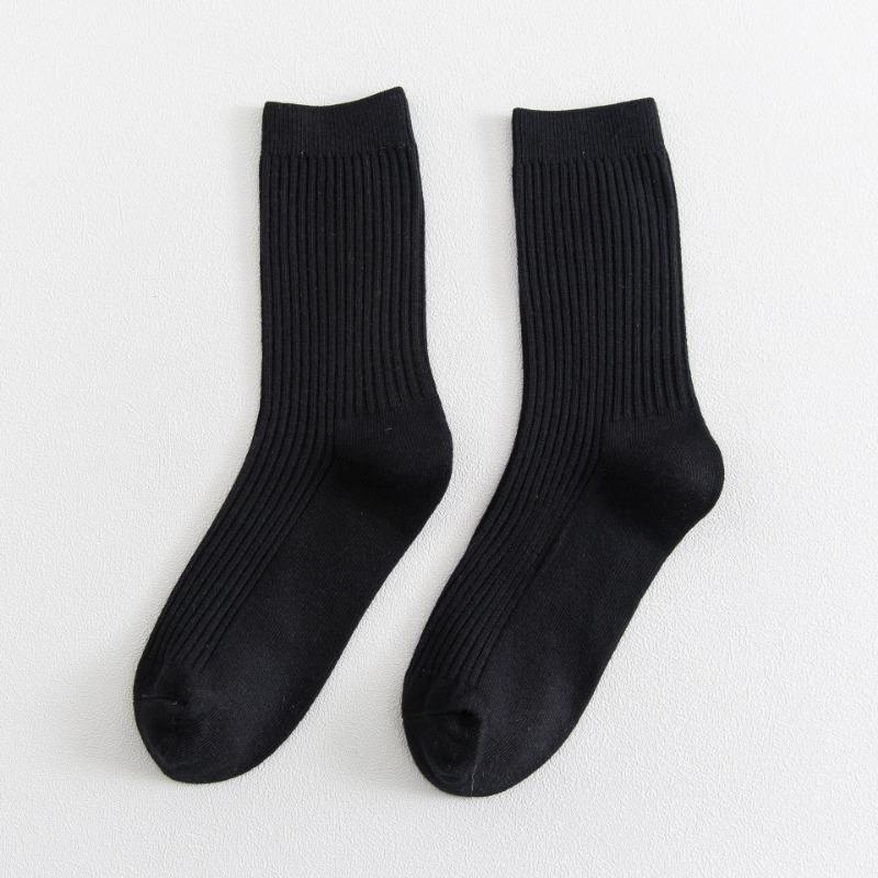 Men's Autumn and Winter New Solid Color All Match Smoke Strip Cotton Business Tube Socks