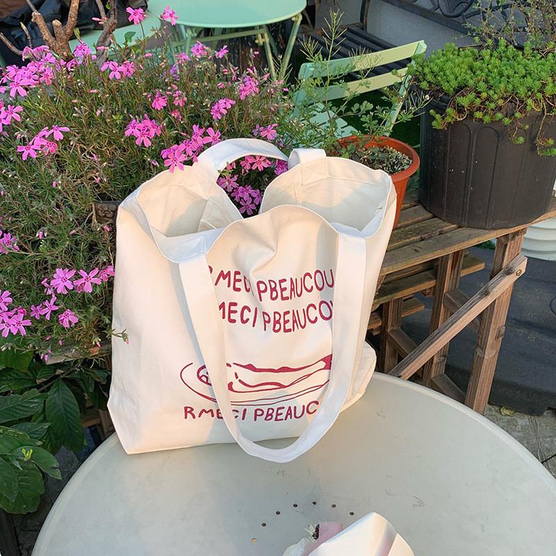 Stylish Korean Canvas Tote Bag Casual Shoulder Bag For Female Students