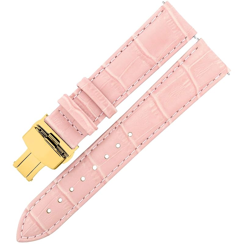 

[TONCHARME] Watch strap croco embossed replacement item EASY CLICK genuine leather push button type double door watch band 12-24mm Gold buckle (19mm,