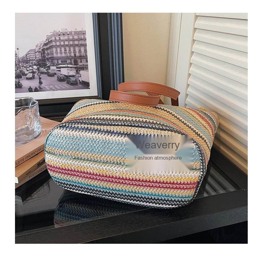 Lightweight Large Capacity Straw Multipurpose Storage Bag for Daily Use
