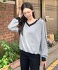 NONLOCAL Lace Point V-Neck Sweatshirt - Grey