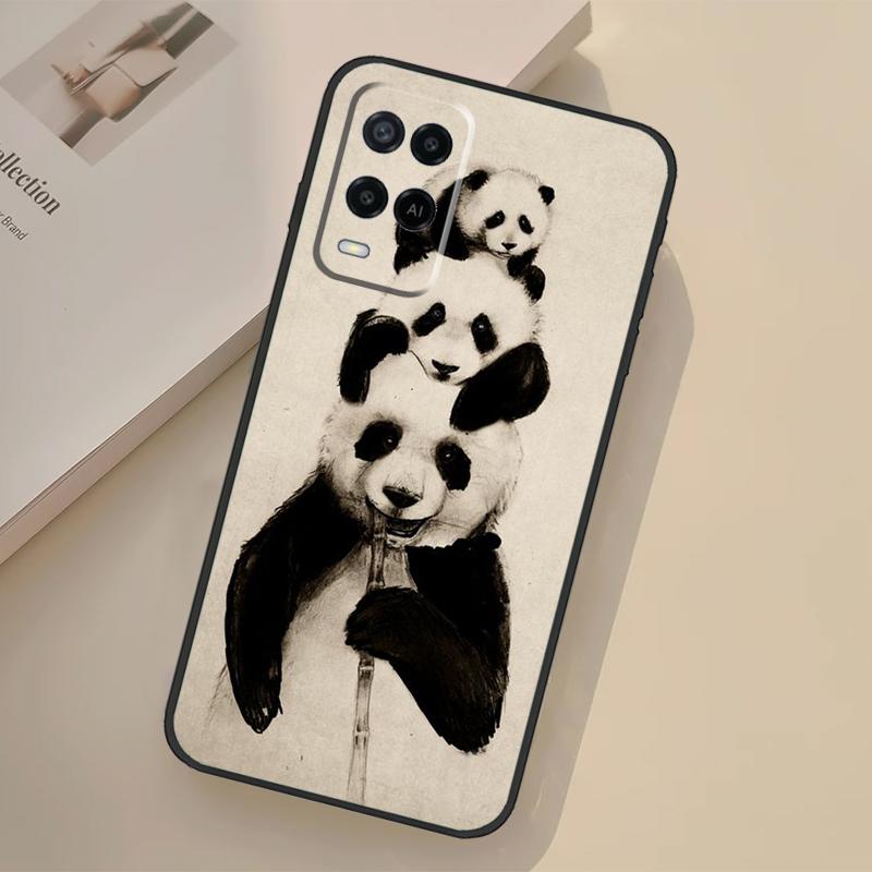 Panda Animal Cute Bear Case For Oppo A76 A96 A16 A17 A18 A60 A80 A40 A38 A58 A78 A98 A94 A74 A54 A15 A57 A77 A5 Pro