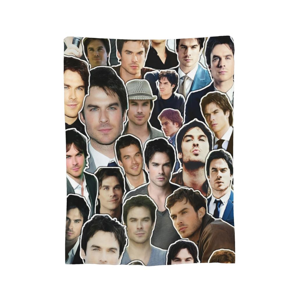 Damon Salvatore Vampire Diares Blankets Flannel Textile Decor  Multi-function Warm Throw Blanket for Bed Travel Plush Thin Quilt