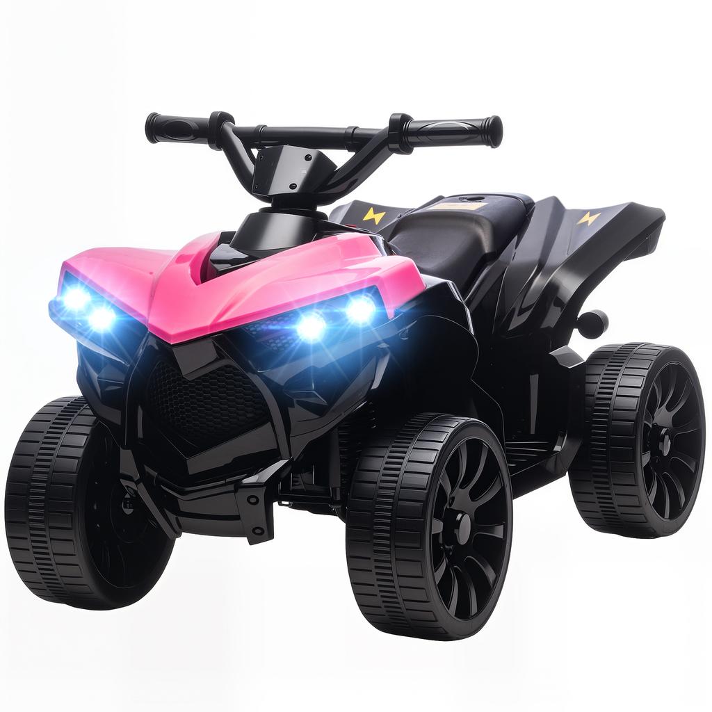 Quad Elettrico per Bambini 6V Quad per Bambini con Funzione Avanti, Indietro, Musica, Luci Anteriori a LED Rosa