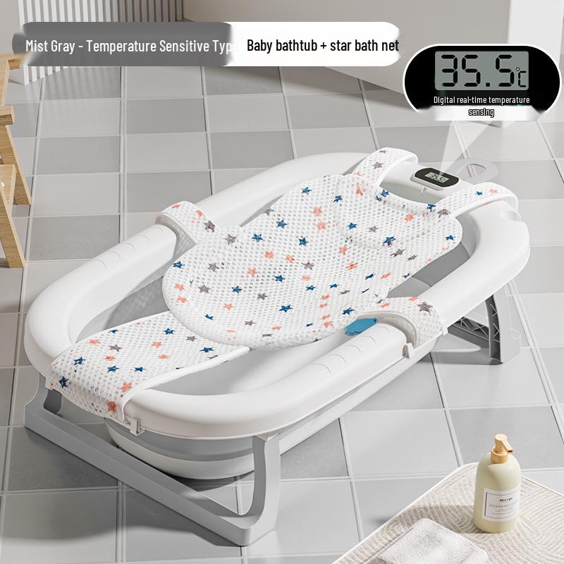 Foldable Baby Bathtub - Large, Sit or Lie for Kids, Newborn Bath Essentials for Home Use