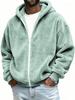 Herren Freizeit Plüsch Kapuzen Reißverschluss Strickjacke Hoodie - Einfarbige, Herbst Winter