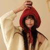 Fluffy Lambs Wool Hat Solid Color Winter Plush Hat Fashion New Year Red Hat  Gifts