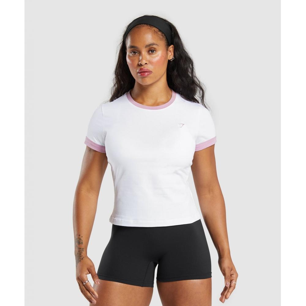 

Футболка GYMSHARK Lifting Baby белая теплая сиреневая B7A1U WCTX XXS