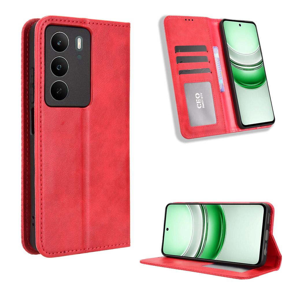 For Realme C71 4G Leather Case Wallet Stand Retro Texture Phone Cover