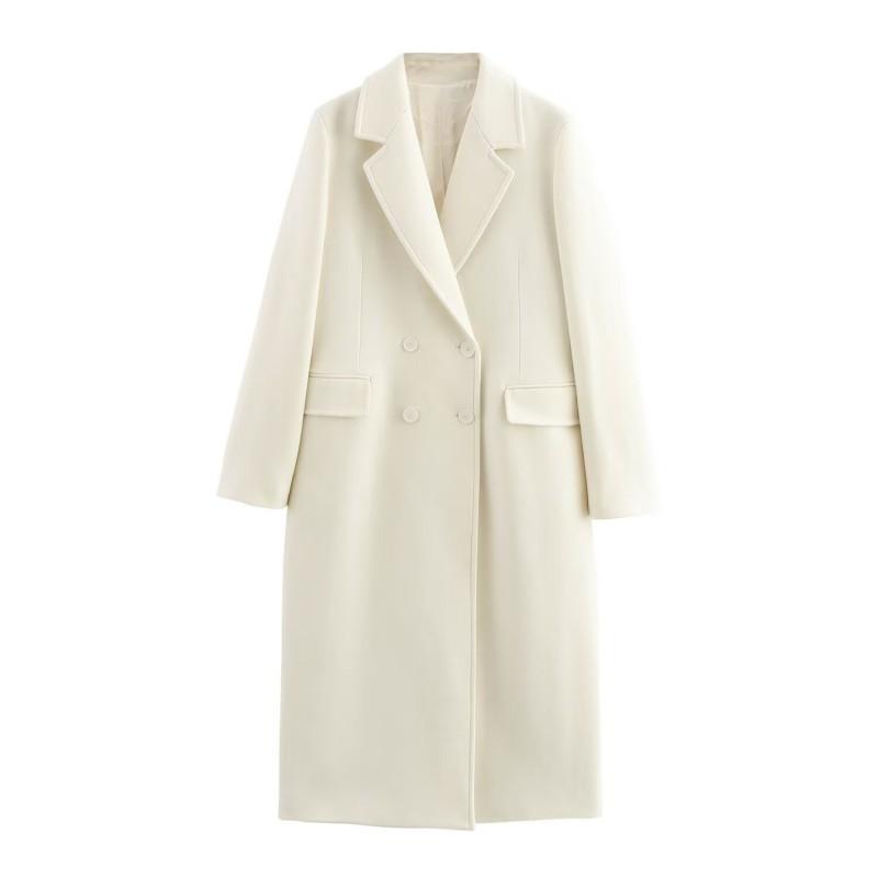 Womens Wool Blend Long Sleeve Double-Breasted Oversized Coat Casual Trench Outerwear In Beige Pink Burgundy Dark Red
