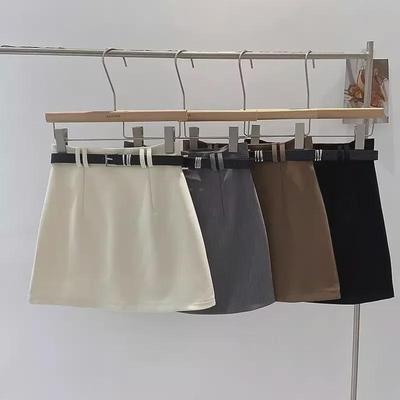 Women's Black High-Waist A-Line Skirt - 2024 Spring Korean Fashion