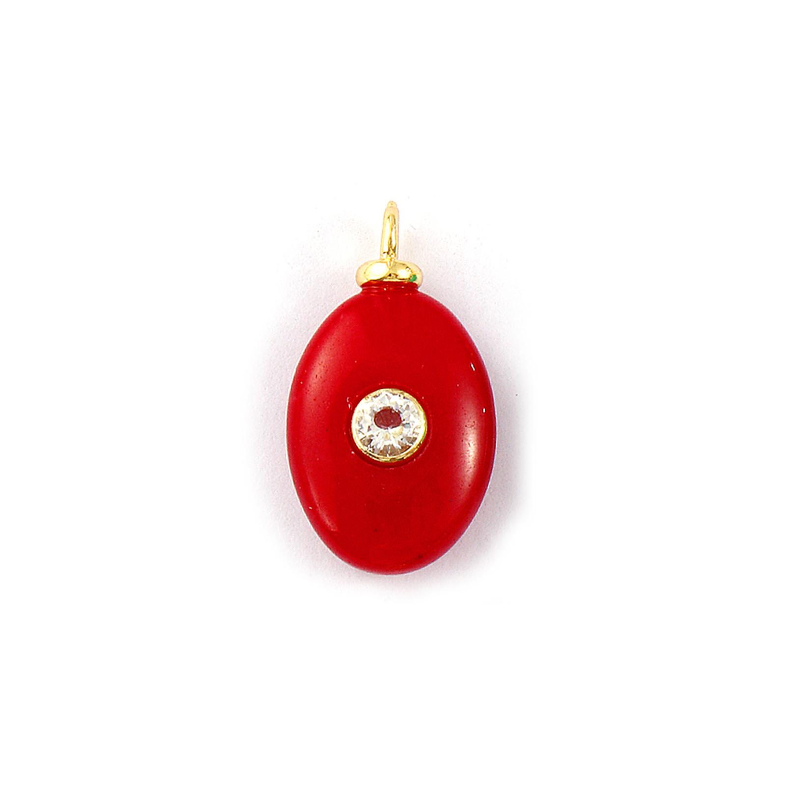 

1 Piece Brass & Geometric Natural Stone Charms 18K Gold Plated Oval Olive Round shaped Pendant For DIY Necklace Jewelry Making