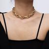 Punk Miami Cuban Choker Necklace Collar Statement Hip Hop Big Chunky Aluminum Gold Color Thick Chain Necklace Women Zircon