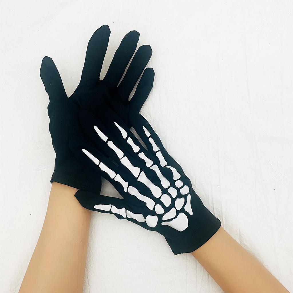 1 Pair Halloween Short Skull Gloves Female Mittens Fashion Men Horror Claw Bone Skeleton Goth Racing Streetwear Guantes Women