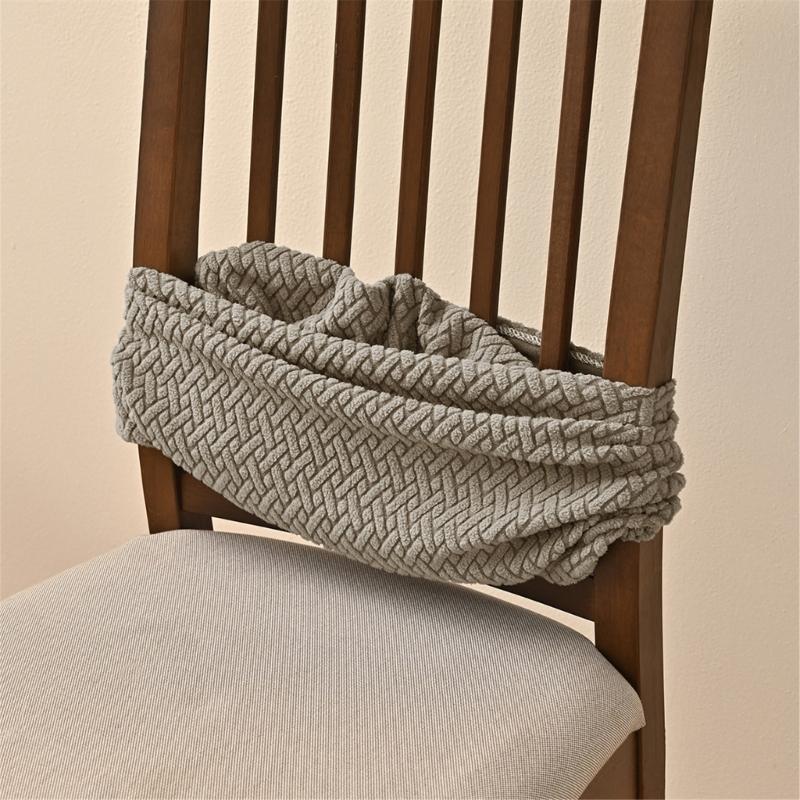 Pack of 4 Dining Chair Seat Covers with Double Elastic Band for Secures Fit Striped Check Design Enhancing Home Decors