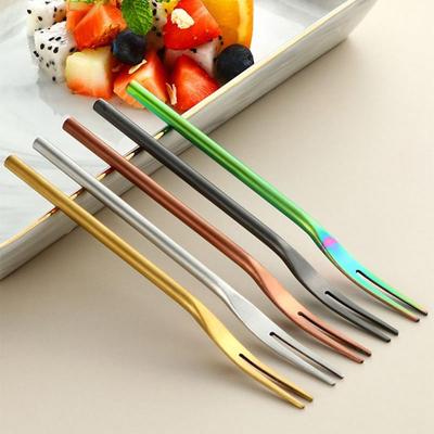 Steel Long Handle Pickle Fork Tableware Utensil Fruit Toothpick Kitchen Supplies Fruit Fork