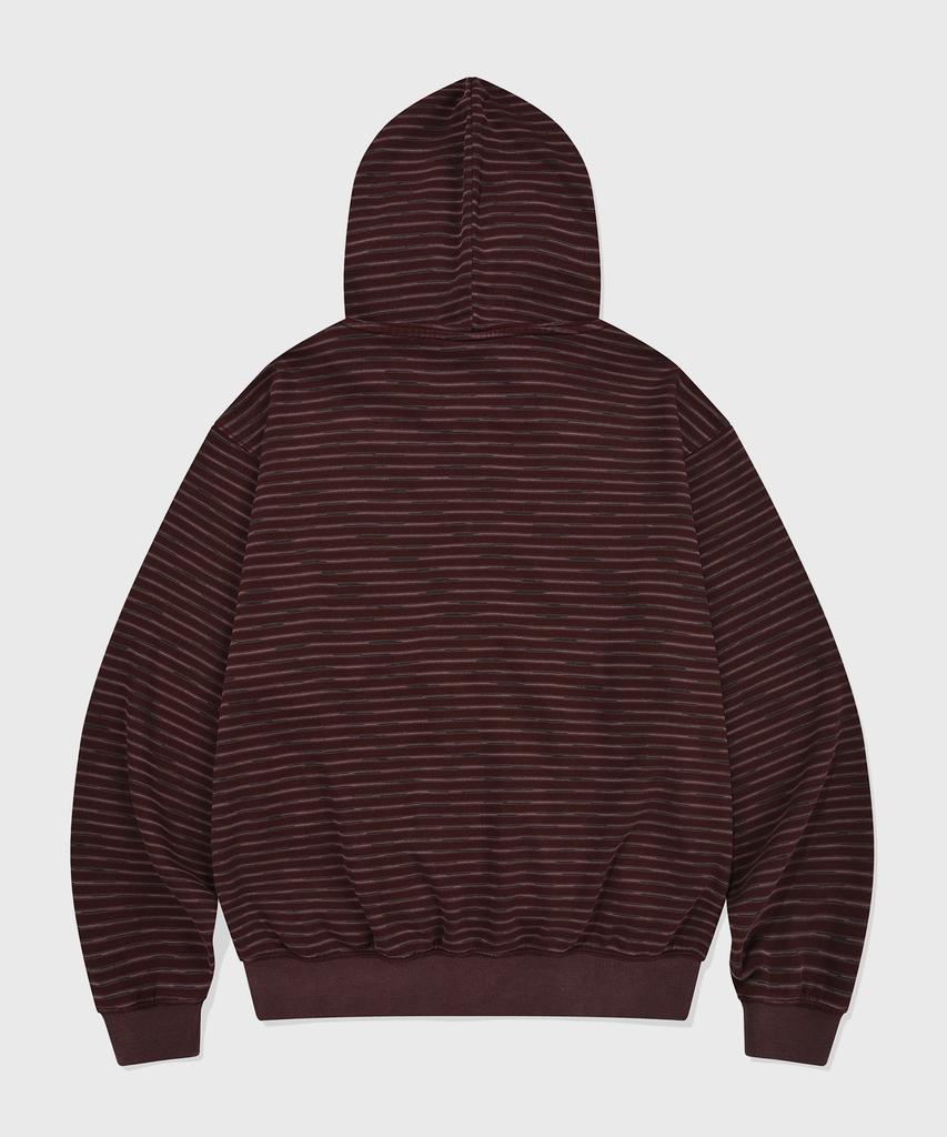 Kiimuir Striped Dyed Zip-Up Hoodie_Burgundy