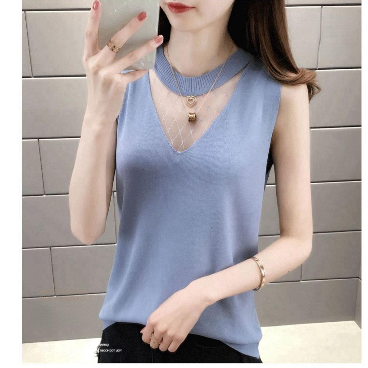 

Подвесной жилет для женщин, вязаная черно-белая нижняя рубашка, большой сексуальный топ без рукавов L