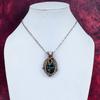 Seraphinite Gemstone Pendant Copper Wire Wrapped Jewelry Rainbow Moonstone Pendant