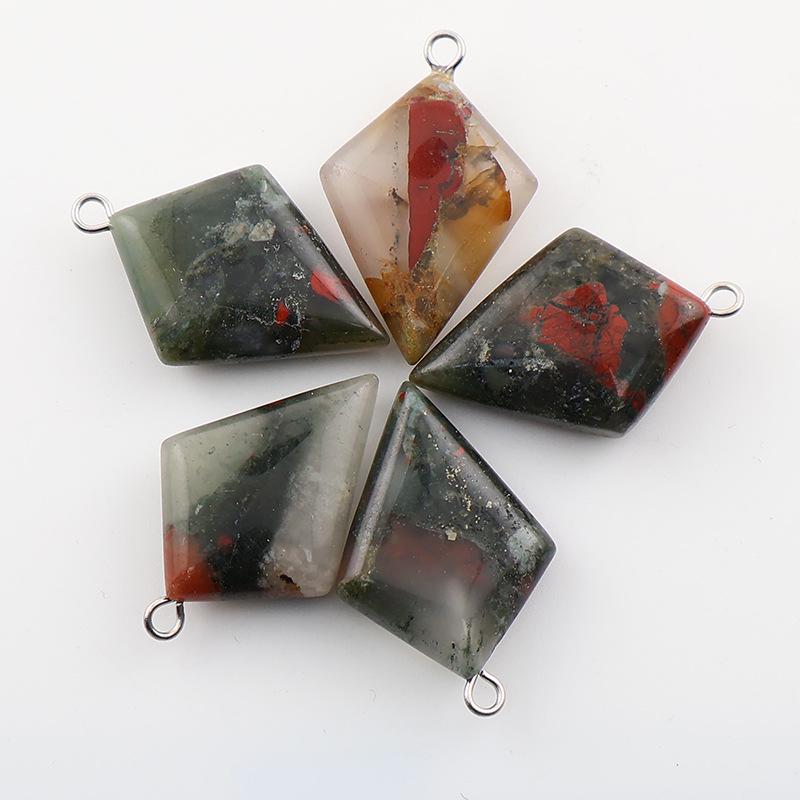 Natural Stone Rhombus Crystal Pendant for DIY Jewelry
