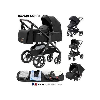 3-in-1 Baby Stroller Combined Car Seat Bassinet Trio Reversible Adjustable High Quality Puncture-Proof Wheels Handle.BLACK