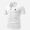Men's Business Casual Letter A Print Waffle Short Sleeve Polo Shirt
