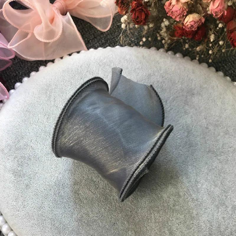 35Meters Wavy Organza Ribbon Silky DIY Hair Bow Making Material Accessories Wide Colorful Gradient Satin Lace Wave Hemming Tape