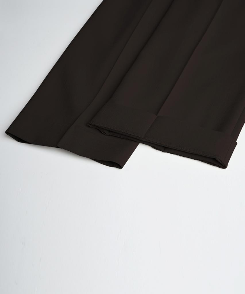 BIRBANTE Belted Double-Pleated Slacks - Brown