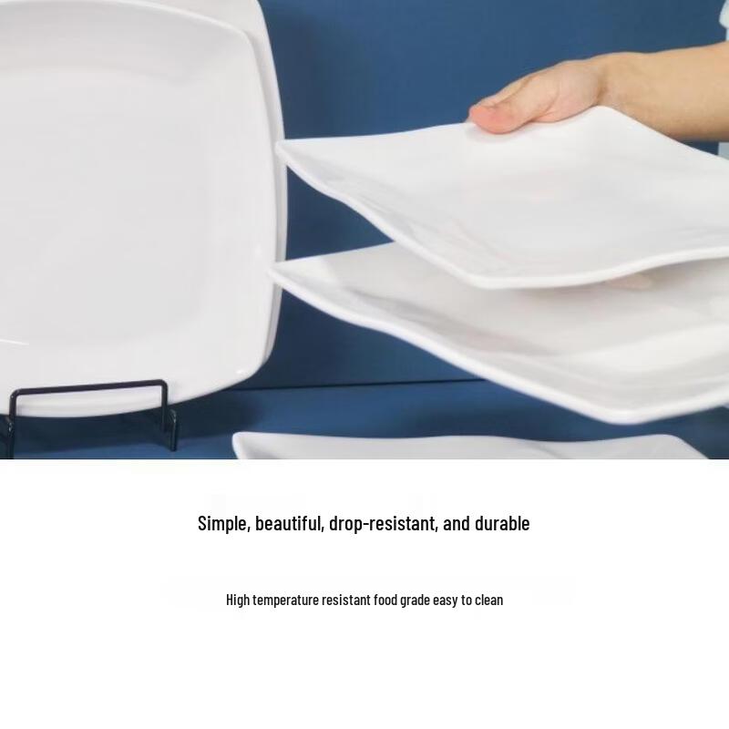 White Square Melamine Dinner Plate