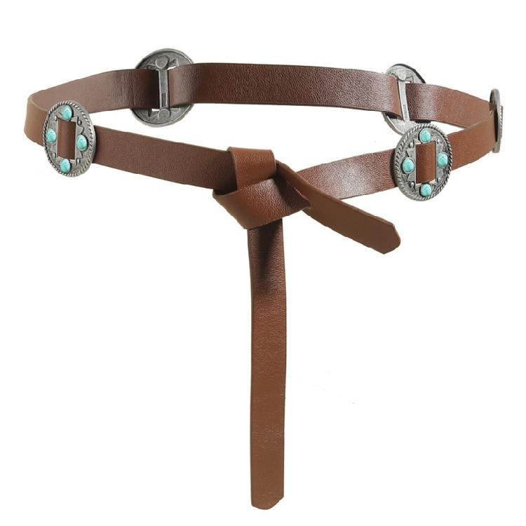 Adjustable Retro Carved Metal Decors Waist Belt Exquisites Handcrafts PU Leather Belt Waistband for Fashion Enthusiasts